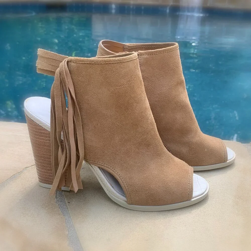 Aldo Lennoxville Suede Block Heel Booties Sz 7.5 - Picture 2 of 14